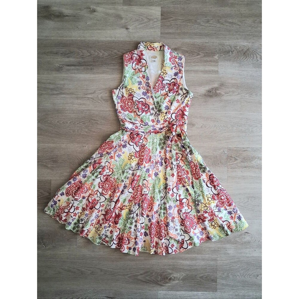 Talbots Dress Floral Collared Sleeveless Belted Summer Size 6 - Picture 7 of 10
